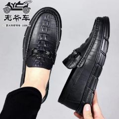 品牌 老爷车休闲皮鞋男士时尚鞋子3328 黑色 38