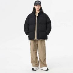 安克森安克森冬季棉服男女同款立领棉衣加厚保暖 黑色 S(80-100斤)