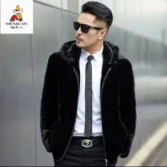 【金哥专属】男款私人定制帽版貂(羽绒内胆) 黑色 XL100-120