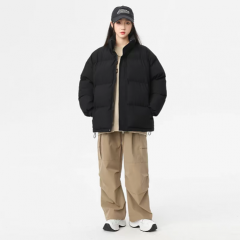 安克森安克森冬季棉服男女同款立领棉衣加厚保暖百搭情侣款棉袄 黑色 S(80-100斤)