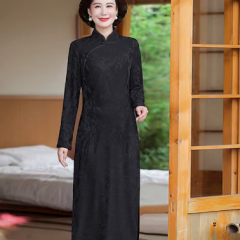 9296高档浮雕提花旗袍裙 XL(90-105)